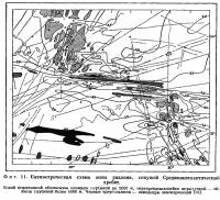Фиг. 11. Батиметрическая схема зоны разлома, секущей Срединноатлантнческий хребет