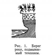 Рис. 1. Берег реки, подмываемый течением