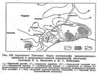 Рис. 108. Саратовское Поволжье. Карта палеорельефа