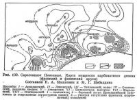 Рис. 109. Саратовское Поволжье. Карта мощности карбонатного девона
