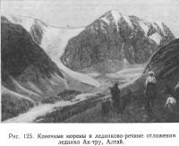 Рис. 125. Конечные морены и ледниково-речные отложения ледника Ак-тру, Алтай