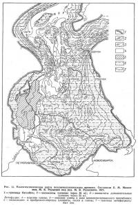 Рис. 13. Палеотектоническая карта поздневаланжинского времени