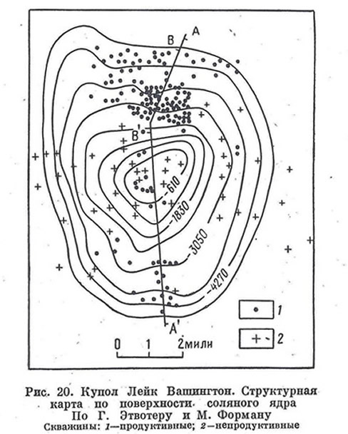 Рис. 20. Купол Лейк Вашингтон. Структурная карта по поверхности