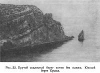 Рис. 32. Крутой скалистый берег почти без пляжа. Южный берег Крьша