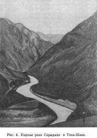 Рис. 4. Ущелье реки Сарыджаз в Тянь-Шане