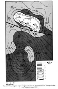 Рис. 4.17. Структурная карта по кровле пласта Ю3 Бованенковского месторождения.