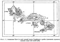 Фиг. 1. Аномалии Буге южной части Гавайского хребта
