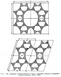 Фиг. 232. Сравнение алюмосиликатного каркаса морденита и дакиардита