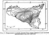 Фиг. 9. Исправленные за рельеф аномалии Буге острова Сицилия