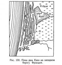Рис. 100. План дюн Казо на западном берегу Франции
