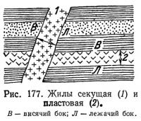 Рис. 177. Жилы секущая и пластовая