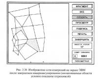 Рис. 2.20. Изображение сети измерений на экране ЭВМ