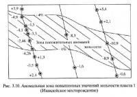 Рис. 3.10. Аномальная зона повышенных значений зольности пласта