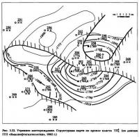 Рис. 3.32. Утреннее месторождение. Структурная карта по кровле пласта ТП5