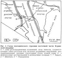 Рис. 4. Схема тектонического строения восточной части Куринской впадины