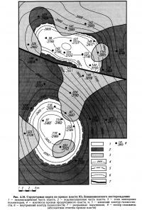 Рис. 4.16. Структурная карта по кровле пласта Ю2 Бованенковского месторождения