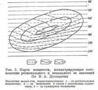 Рис. 5. Карта мощности, иллюстрирующая соотношение регионального и локального ее значений