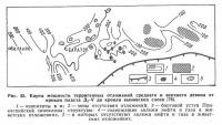 Рис. 63. Карта мощности терригенных отложений среднего и верхнего девона