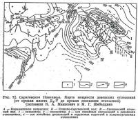 Рис. 72. Саратовское Поволжье. Карта мощности девонских отложений