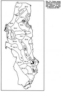 Рис. 7.3. Схема размещения месторождений, эталонных и подсчетных участков