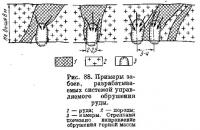 Рис. 88. Примеры забоев, разрабатываемых системой управляемого обрушения руды